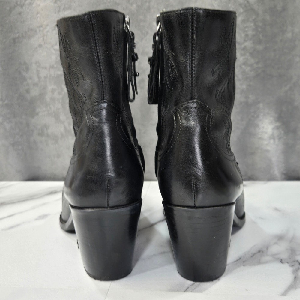 Sam Edelman Wilda Western Boots Womens 9 Black Leather Embroidered Pointed Ankle - Picture 9 of 10